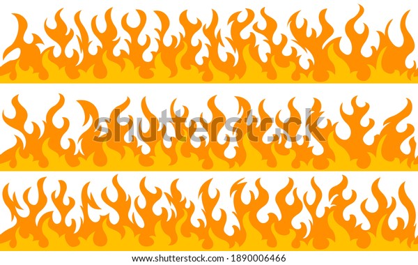 Cartoon Fire Flame Frame Borders Parts Stock Vector (Royalty Free ...