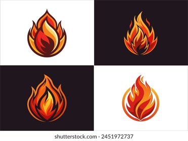 Cartoon fire flame. Image fire, hot burning ignition, flammable fire hot explosion fire danger energy vector concept