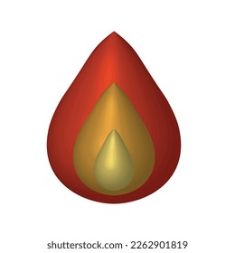 Cartoon fire flame isolated on white background. Fire flame icon. 3D rendering with clipping path.