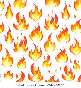 Cartoon Fire Flames Background Pattern on a White Light Effect for Web, Game Design Flat Style. Vector illustration