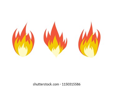 Cartoon fire flames set. Fire flame vector illustration.