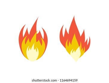 Cartoon fire flames set. Fire flame vector illustration.