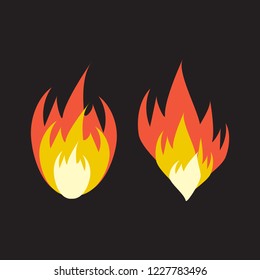 Cartoon fire flames set. Fire flame vector illustration.