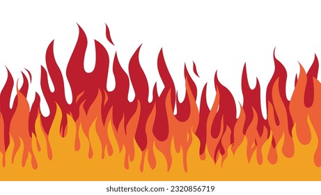 Cartoon Fire Flames Set isolated on White Background