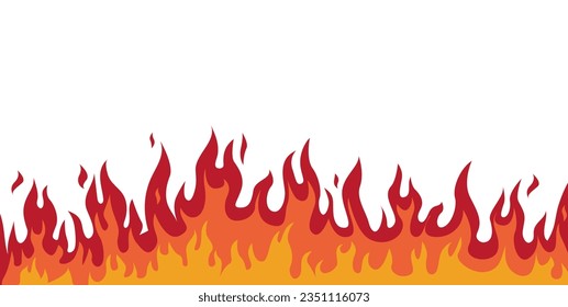 Cartoon Fire Flames Set isolated on White Background