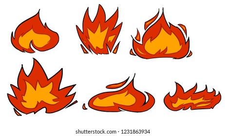 Cartoon Fire Flames Set vector illustration design template