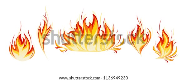 カートーンの火の炎のベクター画像セット 点火光の効果 炎のシンボル 熱い炎のエネルギー 効果火のアニメーションイラスト リアルな炎が舌を巻く ベクター イラスト のベクター画像素材 ロイヤリティフリー