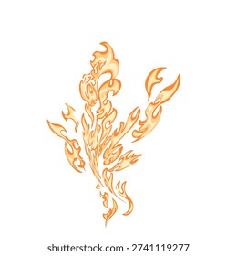 cartoon fire icon blazing in the wind without background