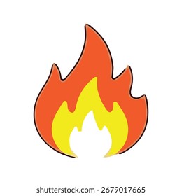 Icono de fuego de dibujos animados elemento de llama ilustración simple para peligro y calor