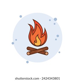 Cartoon fire icon vector illustration. Flame on bubbles background. Bonfire sign concept.