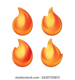 
Cartoon fire icons. Orange symbols, flame emblems. Isolated bell fire, hot burn fire. Recent flammable, dangerous or ignition elements