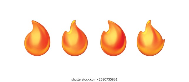 
Cartoon fire icons. Orange symbols, flame emblems. Isolated bell fire, hot burn fire. Recent flammable, dangerous or ignition elements