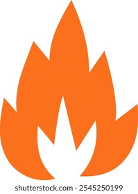 Cartoon fire, orange color flame icon silhouette without outline.