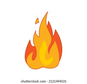 Cartoon fire with outline. Vector illustration in cartoon childish style. Isolated funny clipart on white background. cute fire print