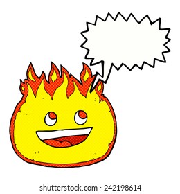 cartoon fire with speech bubble