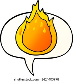 cartoon fire with speech bubble in smooth gradient style