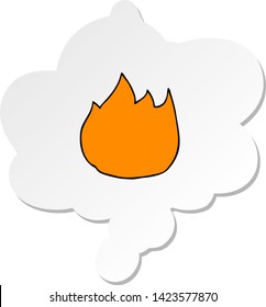 cartoon fire with thought bubble as a printed sticker