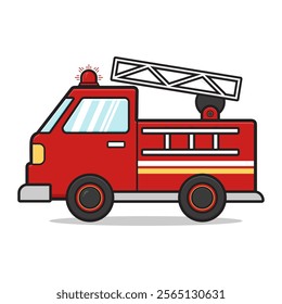 Cartoon fire truck illustration. Design isolated flat cartoon style