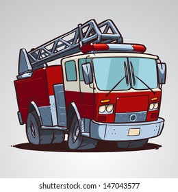 Cartoon Fire Truck Isolated