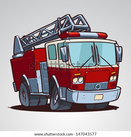 Cartoon Fire Truck Isolated Stock Vector (Royalty Free) 147043577