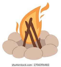Una caricatura de un fuego con dos palos en él