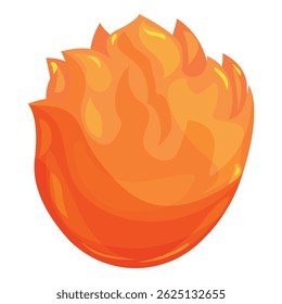 Cartoon fireball is burning with large bright flames