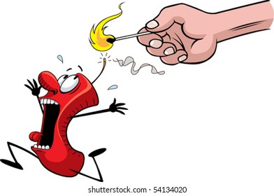 A cartoon firecracker running for it's life. Layered vector file.