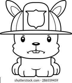 A cartoon firefighter bunny looking angry.