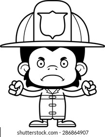 A cartoon firefighter chimpanzee looking angry.
