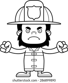 A cartoon firefighter gorilla looking angry.