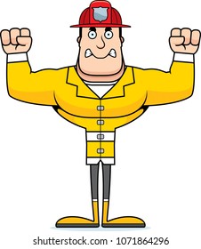 A cartoon firefighter looking angry.