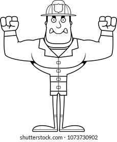 A cartoon firefighter looking angry.