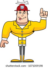 A cartoon firefighter looking drunk.