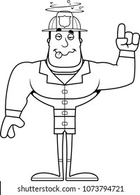 A cartoon firefighter looking drunk.