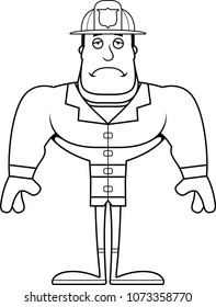 A cartoon firefighter looking sad.