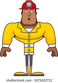 A cartoon firefighter looking surprised.