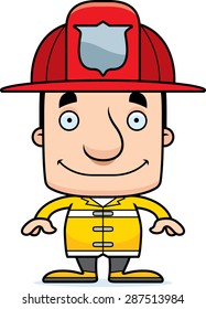 A cartoon firefighter man smiling.