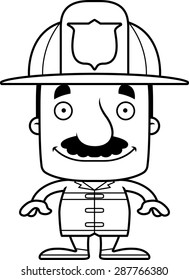 A cartoon firefighter man smiling.