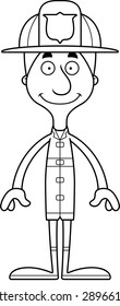 A cartoon firefighter man smiling.