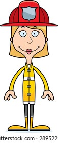 A cartoon firefighter woman smiling.