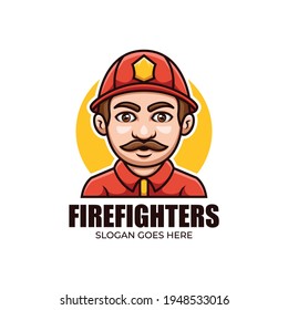 Cartoon Firefighters Creatives Mascot Logo Design