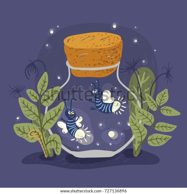 Cartoon Firefly Jar Vector Illustration Stock Vector (Royalty Free ...