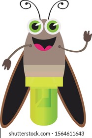 Cartoon Firefly with LED diode as a tail isolated on a white background. 