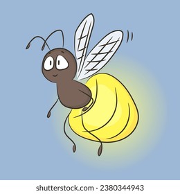 Cartoon firefly vector illustration. Cute little bug