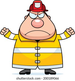 A cartoon fireman with an angry expression.