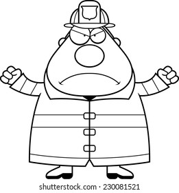 A cartoon fireman with an angry expression.