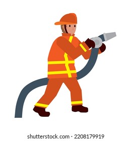 cartoon fireman with fire hose