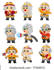 cartoon Fireman icon set