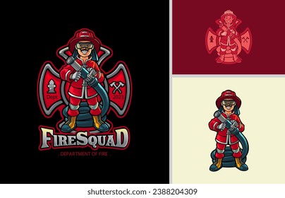 Cartoon Fireman Mascot Logo Design Inspiration, Vektorgrafik