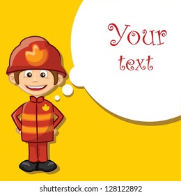 Cartoon fireman, vector background